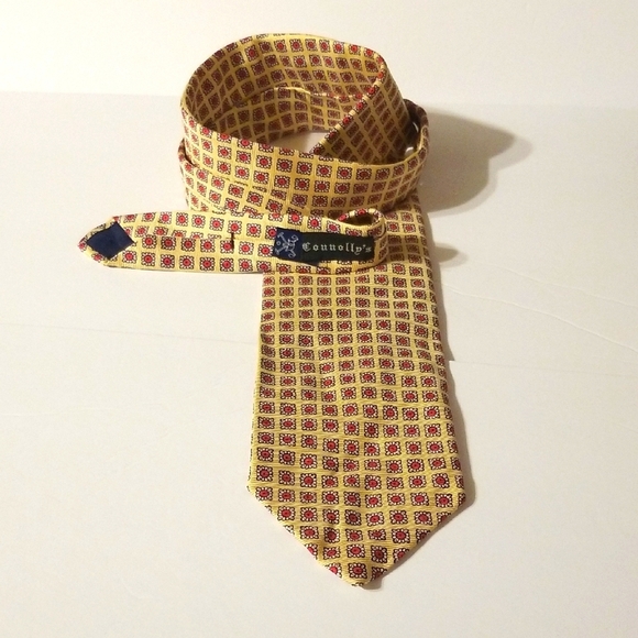 Polo by Ralph Lauren Tip Slip & String Silk Hand Sewn England Gold Red 54"x4" - Picture 2 of 12